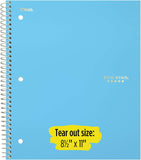 Five Star Spiral Notebooks, 1 Subject, College Ruled Paper, 100 Sheets, 11" x 8-1/2", Assorted Colors, 3 Pack (73053)