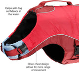 Kurgo Surf n’ Turf Dog Life Jacket - Flotation Life Vest for Swimming and Boating - Dog Lifejacket with Rescue Handle and Reflective Accents - Machine Washable - Red/Blue, Extra Large