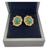Natural Emeralds & Diamond Earring set in 750 Yellow Gold with Cert