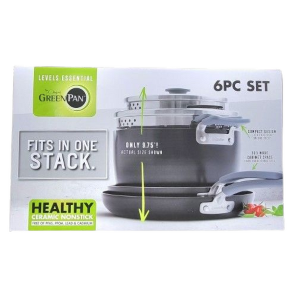 GREENPAN Levels Essentials Ceramic NonStick 6Piece Cookware Set CC00