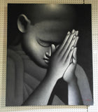 Greyscale Oil Painting of Young Monk