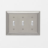 Amazon Basics Triple Toggle Light Switch Wall Plate Satin Nickel 1Pack