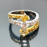 50% Off! 18K WhiteGold/YellowGold Fancy Diamond 2=0.91ct/D1=0.35ct/D26=1.01ct Ring