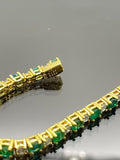 18K Yellow Gold Emerald & Diamond Bracelet with Cert
