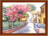 Poster Hub Tree Blossom On A Street Painting Art Decor