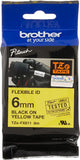 Brother TZeFX611 Flexible ID Label Tape 6mm Black on Yellow