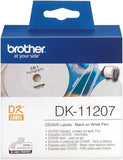 Brother DK11207 CD And DVD Labels 58m Black on White 100 Labels in 1 Roll