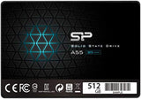 Silicon Power 512GB SSD 3D NAND A55 SLC Cache Performance Boost SATA III 2.5 Inch 7mm 0.28 Inch Internal Solid State Drive Black