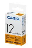 Casio XR12FOE Fluorescent Label Printer Tape Black On Fluorescent Orange