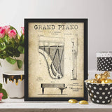 Poster Hub Music Instrument Grand Piano Vintage Patent Art Decor