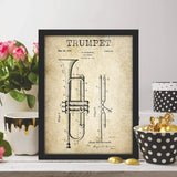 Poster Hub Music Instrument Trumpet Vintage Patent Art Decor