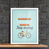 Poster Hub Riding A Bike Blue Motivational Art Decor
