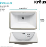 Kraus KCU241 Ceramic Undermount Rectangular Bathroom Sink 20.86 x 14.37 x 8.13 Inches White