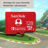 SanDisk SDSQXAO128GGNCZN Nintendo Official Licensed 128GB Micro SDXC UHSI U3 Memory Card For Nintendo Switch Red