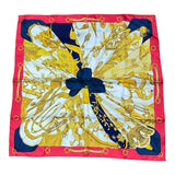Hermes Scarf Red Gold Silk