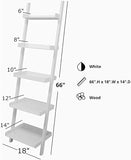 Kiera Grace Providence Hadfield 5 Tier Ladder Shelf Leaning Bookshelf Storage Rack for Home, Office, 18" x 67", White
