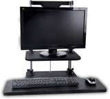 Pyle Sit Stand Desk, Height Adjustable Stand Up Desk, Computer/Laptop Stand Up Computer Workstation W/2 Adjustable Shelf Trays, Free Standing Desk - Black Finish (PSTNDDSK36)
