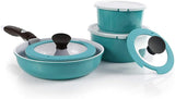 Neoflam 52102 Midas PLUS 9-piece Ceramic Nonstick Cookware Set with Detachable Handle