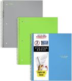 Five Star Spiral Notebooks, 1 Subject, College Ruled Paper, 100 Sheets, 11" x 8-1/2", Assorted Colors, 3 Pack (73053)