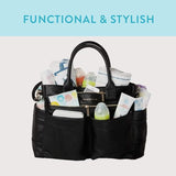 The Honest Company Everything Tote, Black | Vegan | PVC-Free Diaper Bag | Insulated Bottle Pockets | Changing Pad | Stroller Straps | Stylish and Functional