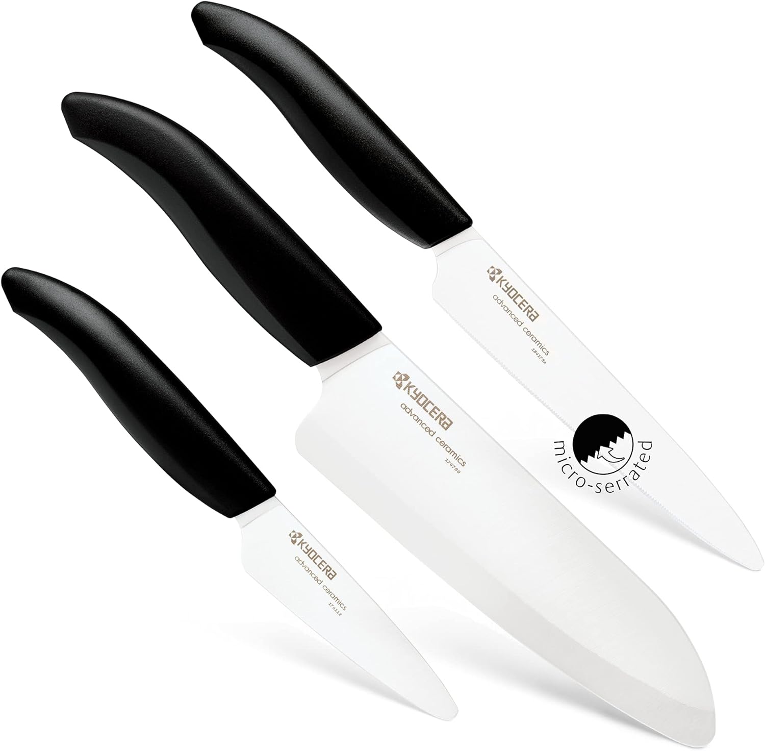 Kyocera Advanced Ceramic Revolution 3-Piece Ceramic Knife Set-( Includes 6-inch Chef's Knife, 5-inch Micro Serrated Knife and 3-inch Paring Knife )
