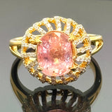 18K Yellow Gold Natural Padparadscha Sapphire (Orange/Pink Colour) Ring with Cert