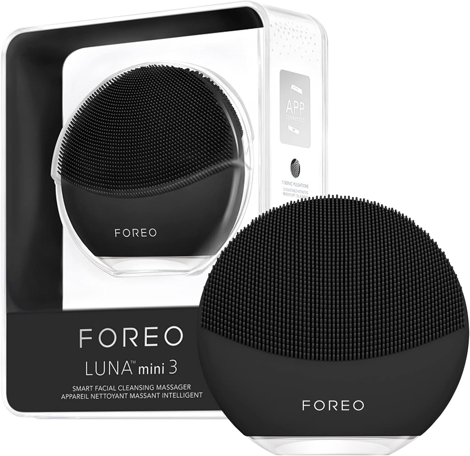 FOREO LUNA mini 3 Midnight, Ultra-hygienic Facial Cleansing Brush for All Skin Types, Face Massager for Clean & Healthy Face Care, Extra Absorption of Facial Skin Care Products, Waterproof