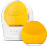 FOREO LUNA mini 2 Sunflower Yellow Silicone Facial Cleansing Brush for All Skin Types, 3-zone Brush Head, Ultra-hygienic, T-Sonic Massage, 8 Intensities, 300 uses