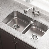 MR Direct 512-16 Stainless Steel Undermount 32-1/2 in. Double Bowl Kitchen Sink, 16 Gauge