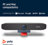 Poly Studio P15 Personal Video Bar (Plantronics + Polycom) - Complete Audio + Premium 4K Webcam Solution - Camera, Mics & Speaker - Home Office/Focus Room -Works w/Zoom (Certified) & Teams (Certified)