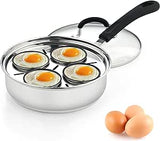 Cook N Home 4 Cup Stainless Steel Egg Poacher Pan 8"
