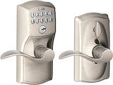 Schlage FE595 CAM 619 ACC Camelot Keypad Entry with Flex-Lock and Accent Levers, Satin Nickel