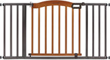 Summer Decorative Wood & Metal Safety Baby Gate, New Zealand Pine Wood and a Slate Metal Finish - 32” Tall, Fits Openings up to 36” to 60” Wide, Baby...
