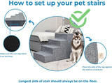 USA Made Pet Steps/Stairs with CertiPUR-US Certified Foam for Dogs & Cats by Best Pet Supplies - Gray Linen, 4-Step (H: 18")