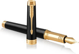Parker 1931410 Premier Fountain Pen, Deep Black Lacquer with Gold Trim, Medium Nib with Black Ink Refil