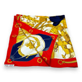 Hermes Scarf Red Gold Silk