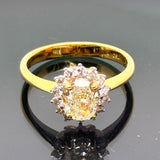 50% Off! 18K Yellow Gold Oval Diamond1=1.02ct, D14=0.32ct Ring 3.61gm