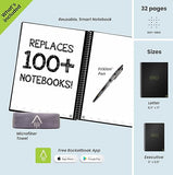 Rocketbook Smart Reusable Notebook Dotted Grid Eco-Friendly Notebook with 1 Pilot Frixion Pen & 1 Microfiber Cloth, Black, Executive Size (6 x 8.8)