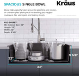 Kraus KGD-54GREY Forteza Granite Kitchen Sink, 33 Inch, Grey