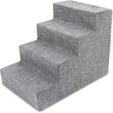 USA Made Pet Steps/Stairs with CertiPUR-US Certified Foam for Dogs & Cats by Best Pet Supplies - Gray Linen, 4-Step (H: 18")