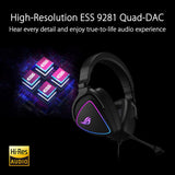 ASUS ROG Delta S Gaming Headset with USB-C | Ai Powered Noise-Canceling Microphone JE| Over-Ear Headphones for PC, Mac, Nintendo Switch, and Sony Playstation | Ergonomic Design, Black,One Size