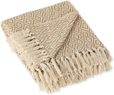 DII 5785 Rustic Farmhouse Cotton Diamond Blanket Throw with Fringe For Chair, Couch, Picnic, Camping, Beach, & Everyday Use, 50 x 60