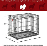MidWest Homes for Pets Small Dog Crate, Life Stages 24' Double Door Folding Metal Dog Crate | Divider Panel, Floor Protecting Feet, Leak-Proof Dog Pan| 24L x 18W x 19H Inches, Small Dog Breed