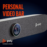 Poly Studio P15 Personal Video Bar (Plantronics + Polycom) - Complete Audio + Premium 4K Webcam Solution - Camera, Mics & Speaker - Home Office/Focus Room -Works w/Zoom (Certified) & Teams (Certified)