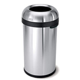 Simplehuman 60 Liter / 16 Gallon Bullet Open Top Trash Can, Commercial Grade Heavy Gauge, Brushed Stainless Steel