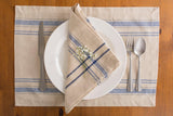 DII 100% Cotton, Machine Washable, Everyday French Stripe Placemat For Dinner Parties, Summer & Outdoor Picnics, Set of 6 - Nautical Blue
