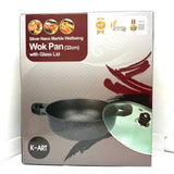 K-ART Silver Nano Marble Wellbeing Wok Pan with Glass Lid (32cm)