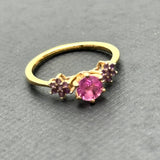 750 Yellow Gold Pink Sapphire and Amethyst Ring