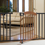 Summer Decorative Wood & Metal Safety Baby Gate, New Zealand Pine Wood and a Slate Metal Finish - 32” Tall, Fits Openings up to 36” to 60” Wide, Baby...