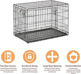 MidWest Homes for Pets Small Dog Crate, Life Stages 24' Double Door Folding Metal Dog Crate | Divider Panel, Floor Protecting Feet, Leak-Proof Dog Pan| 24L x 18W x 19H Inches, Small Dog Breed